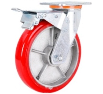 Bánh Xe PU Gang Đỏ Càng 6 Ly - Bảng Tròn